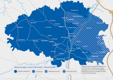 Karte mit Zuständigkeitsgebiet für Wasser und Abwasser